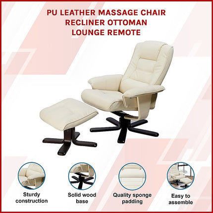PU Leather Massage Chair Recliner Ottoman Lounge Remote.