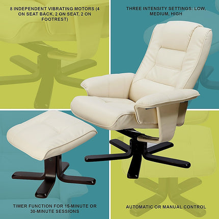 PU Leather Massage Chair Recliner Ottoman Lounge Remote.