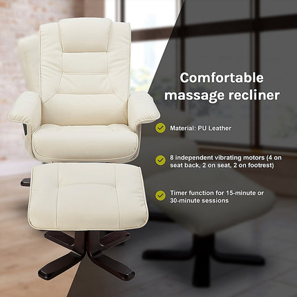 PU Leather Massage Chair Recliner Ottoman Lounge Remote.