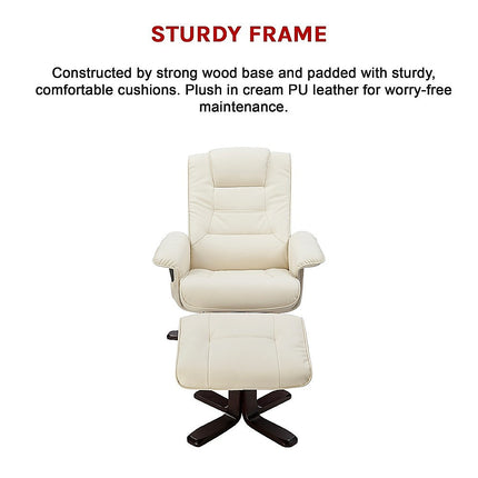 PU Leather Massage Chair Recliner Ottoman Lounge Remote.