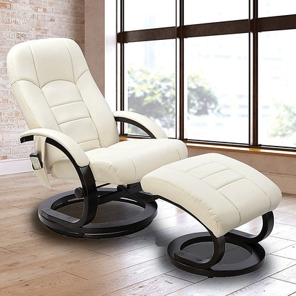 PU Leather Deluxe Massage Chair Recliner Ottoman Lounge Remote.