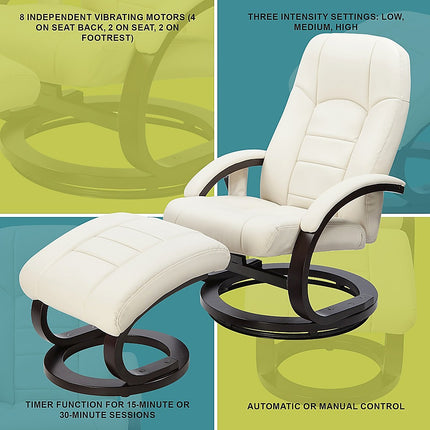 PU Leather Deluxe Massage Chair Recliner Ottoman Lounge Remote.
