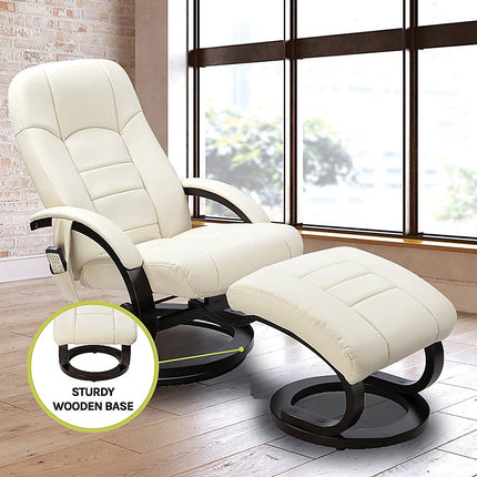 PU Leather Deluxe Massage Chair Recliner Ottoman Lounge Remote.