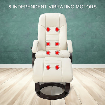 PU Leather Deluxe Massage Chair Recliner Ottoman Lounge Remote.