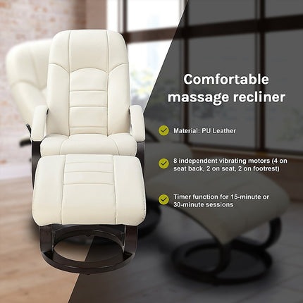 PU Leather Deluxe Massage Chair Recliner Ottoman Lounge Remote.