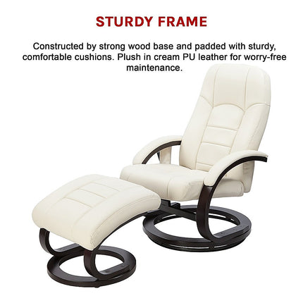 PU Leather Deluxe Massage Chair Recliner Ottoman Lounge Remote.