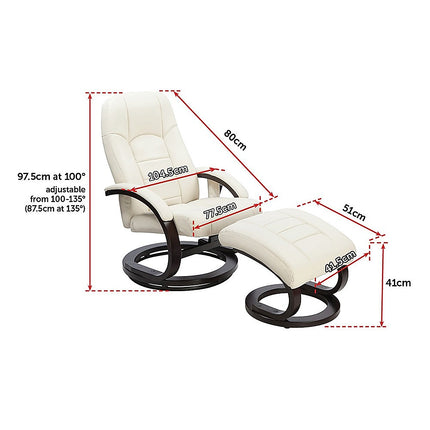 PU Leather Deluxe Massage Chair Recliner Ottoman Lounge Remote.
