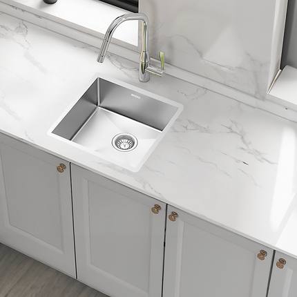 440x440mm Handmade Stainless Steel Undermount / Topmount Kitchen Laundry Sink with Waste.