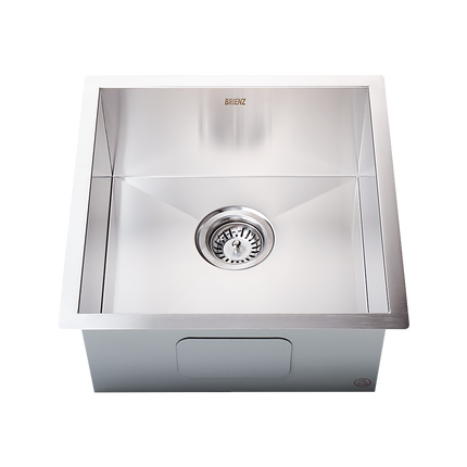 440x440mm Handmade Stainless Steel Undermount / Topmount Kitchen Laundry Sink with Waste.