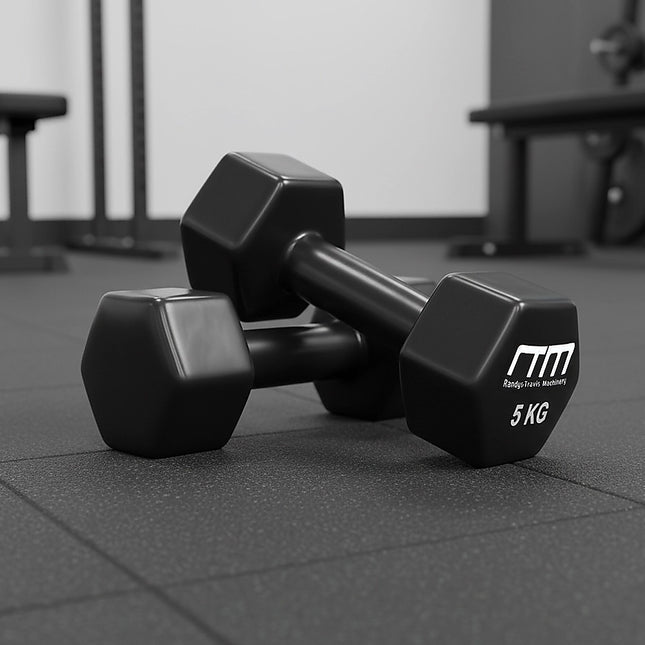 5kg Dumbbells Pair PVC Hand Weights Rubber Coated.