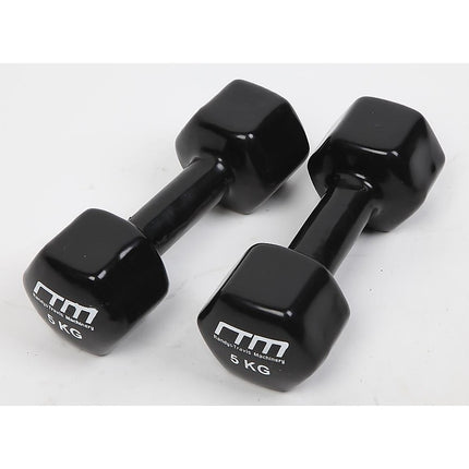 5kg Dumbbells Pair PVC Hand Weights Rubber Coated.