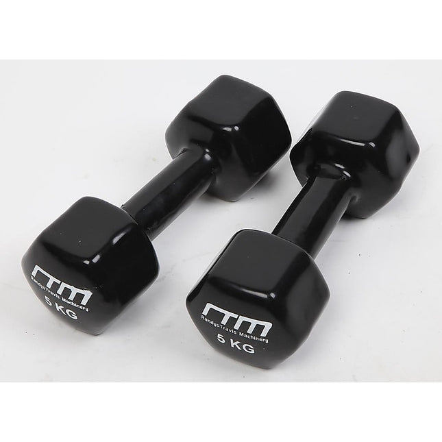 5kg Dumbbells Pair PVC Hand Weights Rubber Coated.