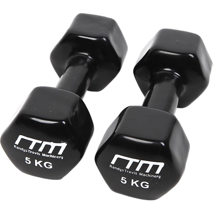 5kg Dumbbells Pair PVC Hand Weights Rubber Coated.