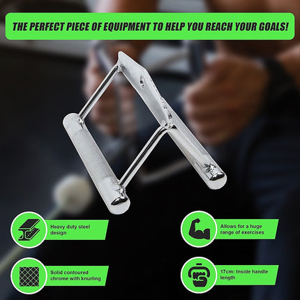 Close Grip Seated Row Handle – Triangle Cable Attachment Bar for Gym Machines.