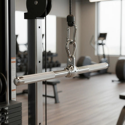 Revolving Straight Bar – Gym Cable Attachment for Tricep, Bicep & Pulley Workouts.