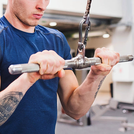 Revolving Straight Bar – Gym Cable Attachment for Tricep, Bicep & Pulley Workouts.