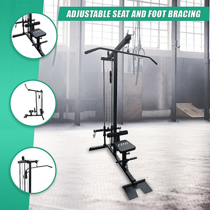 Lat Pulldown Low Row Fitness Machine – Home Gym Strength Trainer.