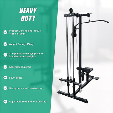 Lat Pulldown Low Row Fitness Machine – Home Gym Strength Trainer.