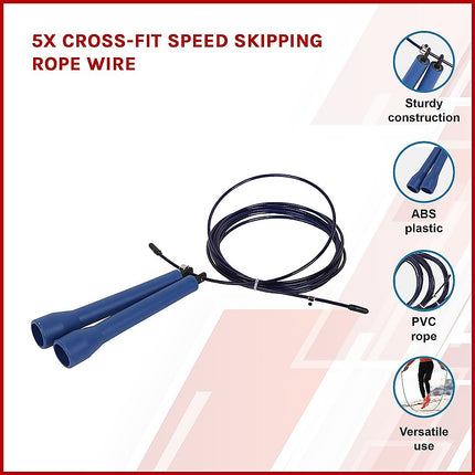 5x CrossFit Speed Skipping Rope Wire – Adjustable Jump Ropes for Fitness & Boxing.