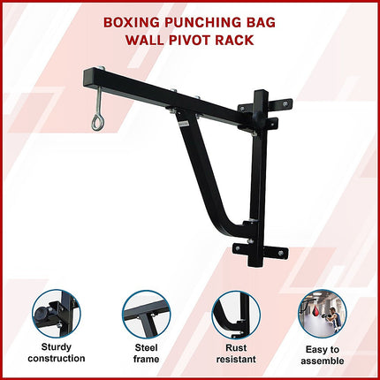 Boxing Punching Bag Wall Pivot Rack – Swivel Mount for Home Gym.