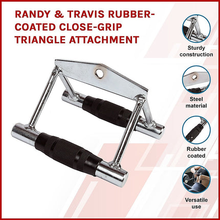 Rubber-Coated Close Grip Triangle Attachment for Lat Pulldown.