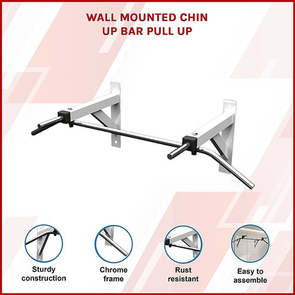 Wall Mounted Chin Up Pull Up Bar – Heavy Duty Home Gym Strength Training.