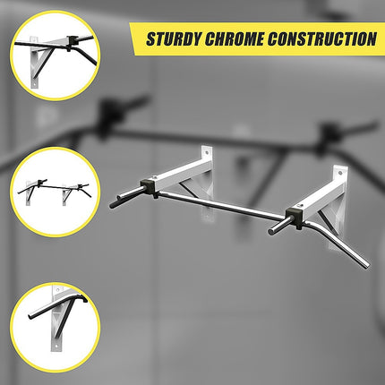 Wall Mounted Chin Up Pull Up Bar – Heavy Duty Home Gym Strength Training.