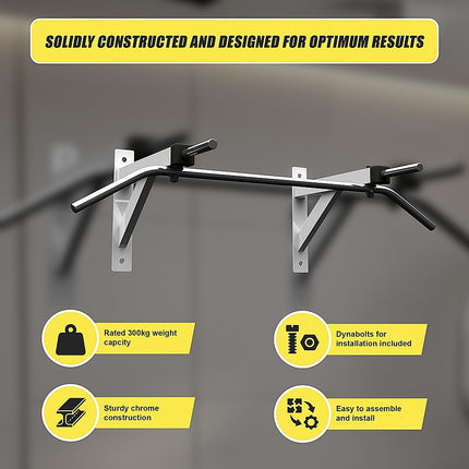 Wall Mounted Chin Up Pull Up Bar – Heavy Duty Home Gym Strength Training.
