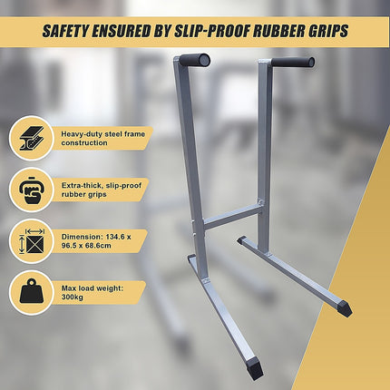 Solid Dip Station Power Tower for Home Gym Strength Training Upper Body Workouts.