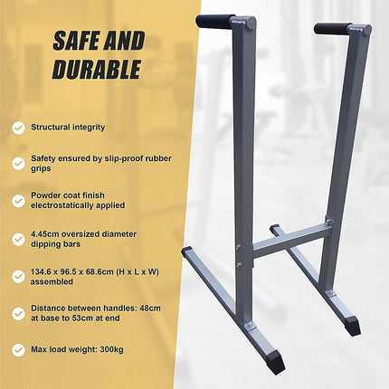 Solid Dip Station Power Tower for Home Gym Strength Training Upper Body Workouts.
