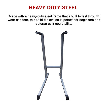 Solid Dip Station Power Tower for Home Gym Strength Training Upper Body Workouts.