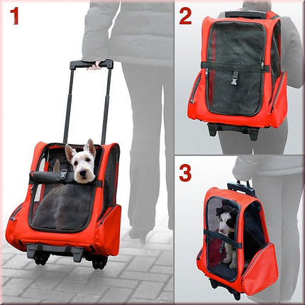 Dog Pet Safety Transport Carrier Backpack Trolley.
