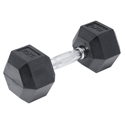 10KG Commercial Rubber Hex Dumbbell Gym Weight.