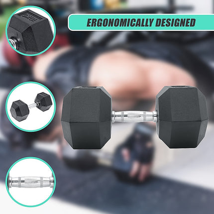 10KG Commercial Rubber Hex Dumbbell Gym Weight.