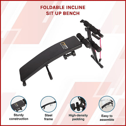 Foldable Incline Sit Up Bench for Home Gym Ab Workout Training.