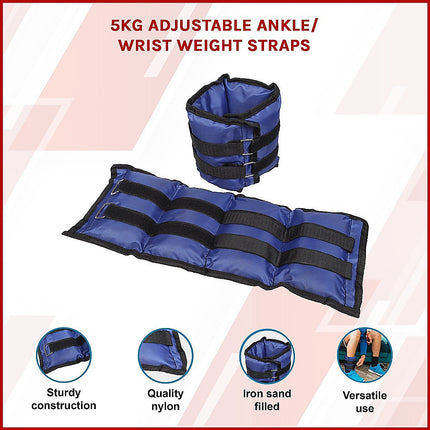 5kg Adjustable Ankle/Wrist Weight Straps.