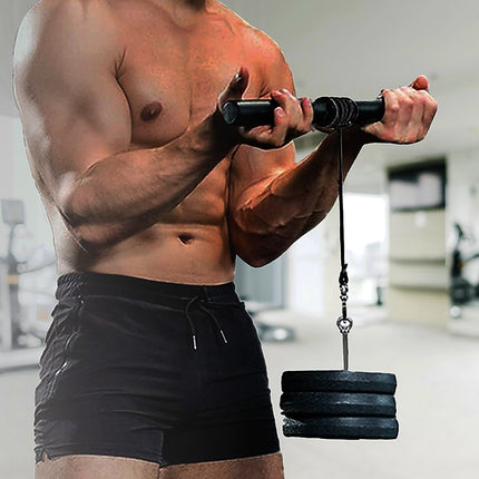Forearm Wrist Grip Strength Roller Exercise Bar Home Gym Training.