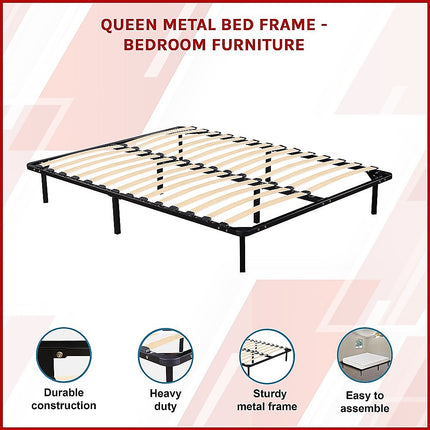 Queen Metal Bed Frame - Bedroom Furniture.