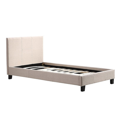 Single Linen Fabric Bed Frame Beige.