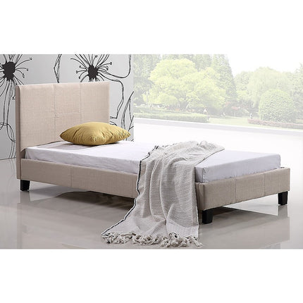 Single Linen Fabric Bed Frame Beige.