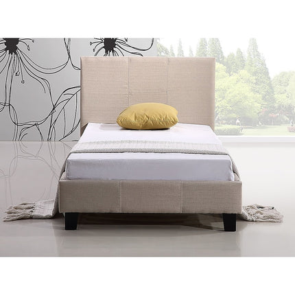 Single Linen Fabric Bed Frame Beige.