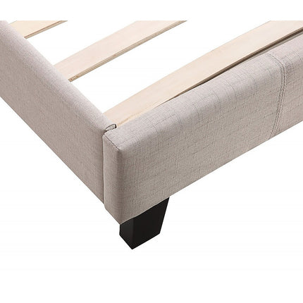 Single Linen Fabric Bed Frame Beige.