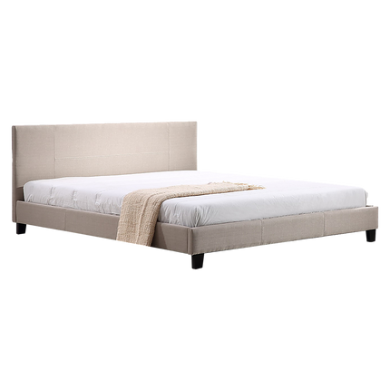 King Linen Fabric Bed Frame Beige.