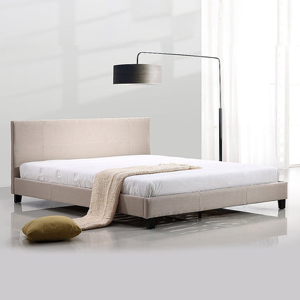 King Linen Fabric Bed Frame Beige.