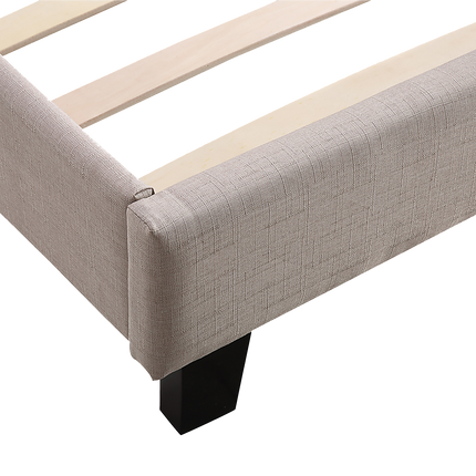 King Linen Fabric Bed Frame Beige.