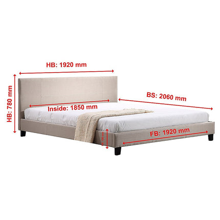 King Linen Fabric Bed Frame Beige.