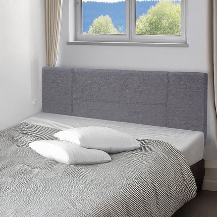 Linen Fabric Queen Bed Headboard Bedhead - Grey.