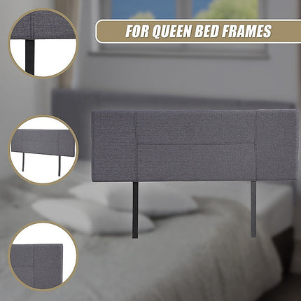 Linen Fabric Queen Bed Headboard Bedhead - Grey.