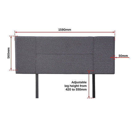 Linen Fabric Queen Bed Headboard Bedhead - Grey.