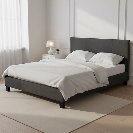 Linen Fabric Queen Bed Headboard Bedhead - Grey.